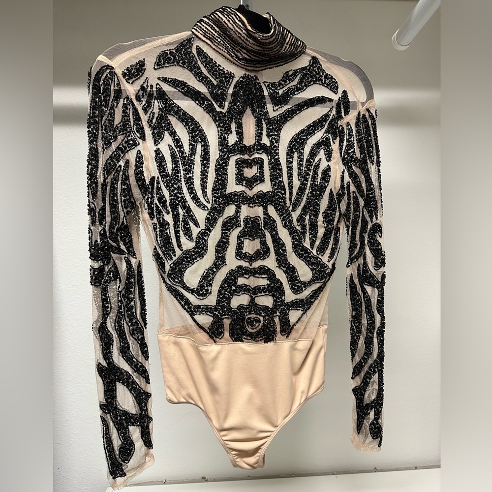 Chic Black and Cream Women's Bodysuit